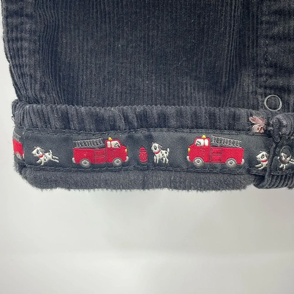 Gymboree Holiday Black Corduroy Fire Truck Embroidered Overalls Size 18M 24M